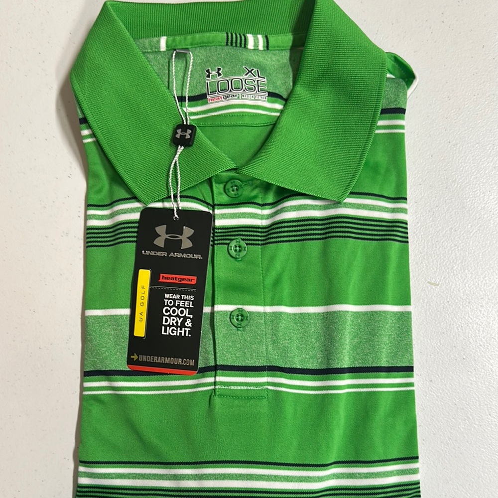 Under Armour Vibrant Green Polo with Stripes